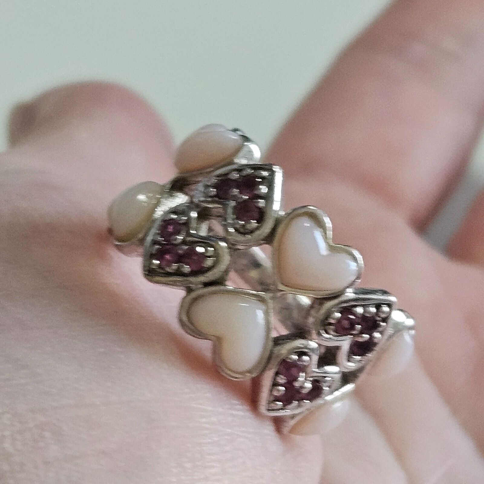 Noa Sterling Silver Pink Heart Ring Size 6